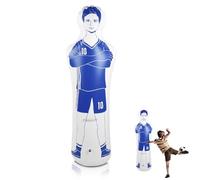 2Pcs Gardien de But de Football Gonflable, 40x160cm/15,75x62,99 po Bouclier de Mannequin Football Mannequin d'air PVC Défenseur Mural Entraînement de Gardien pour Enfants Adultes (Bleu)