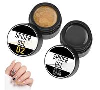 2Pcs Gel Araignée Nail Art Or et Noir, Spider Gel 3D pour Dessin Ongle, Liner Gel Peinture Haute Élasticité pour Décoration Manucure DIY, Kit de 2 Pots x 5ml