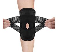 2Pcs Genouillère pour femmes/hommes, Genouillère Sport, Réglable Genouillère Rotulienne et Ligamentaire avec Stabilisateurs Latéraux et Coussinets en Gel pour Arthrite, Douleurs au Genou, Noir (L)