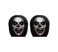 2Pcs Ghost Face Headrest Covers,Housse Appuie Tete Voiture Head Rest Car Cover,Face Printing Auto Seat Universal Elastic Models Headrest Protector, Masque Facial Pour Appuie-TêTe Amusants D'halloween