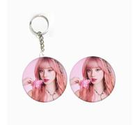 2PCS GIDLE Périphériques Festival de Musique Aux Fraises Porte-CléS Mini Miroir Miroiter Rond Badges Boutons Pendentif Accessoires