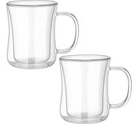 2Pcs Glass Water Mug Multipurpose Large Capacity Safe Transparent Drink Cup Double Layer for Home (Tasse à eau en verre à usage multiple et de grande capacité) pour la maison