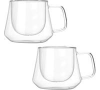 2Pcs Glass Water Mug Multipurpose Large Capacity Safe Transparent Drink Cup Double Layer for Home (Tasse à eau en verre à usage multiple et de grande capacité) pour la maison