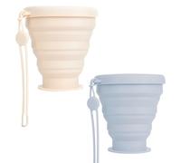 2pcs Gobelet Pliable pour Enfants, Tasse Empilable, Gobelets de voyage pliables avec couvercle hermétique, ensemble de gobelets en silicone portables réutilisables pour pique-nique, camping