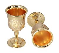 2PCS Gobelets en Calice, 3,7x6,8 cm Gobelet Gothique Médiéval Doré Vintage Gobelets à Calice en Métal Rétro Gobelets à Calice pour Fête Et Maison pour Mariage