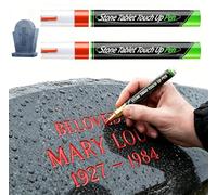 2PCS Golden Tombstone Marker Pen for Restoring Faded Grave Inscriptions, Oil Based Quick Dry Gravestone Paint Pen Waterproof Stone Touch-up Pen for Gravestone Lettering Memorial Inscriptions (Red)