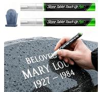 2PCS Golden Tombstone Marker Pen for Restoring Faded Grave Inscriptions, Oil Based Quick Dry Gravestone Paint Pen Waterproof Stone Touch-up Pen for Gravestone Lettering Memorial Inscriptions (White)