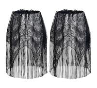 2pcs Gothic Lamp Shade 59x21 pouces en dentelle noire Skull Head Halloween Shade Cover avec Tassel pour la décoration de fête à thème d'Hallowe