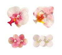 2Pcs Grandes Pinces À Cheveux De Pétale De Fleur, 2Pcs Pinces À Cheveux De Perle De Fleur, Pinces À Cheveux De Fleur D'Orchidée, Accessoires De Cheveux De Fleur