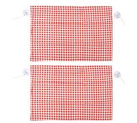 2Pcs Grid Design Anti Ultraviolet Car Curtain Side Car Window Sun Shade with Suction Cup (Red Grid)