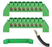2PCS Ground Bus Bar 8 Position Ground Terminal Block Brass Wire Screw Bus Bar Terminal Block for Electrical Box Tool