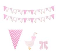 2pcs Guirlande Oie, Drôle Carton Bannière Decoration Anniversaire Oie avec Nœuds et Fanions pour Anniversaires Baby Showers et Décorations de Festival sur Le Thème des Animaux