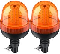 2pcs Gyrophare 60LEDs Orange, Justech E9 Lumière Stroboscopique d'Avertissement d'urgence IP56 étanche 3 Modes d'Éclairage Stroboscope/Flash Rapide/Rotation Light Ambre pour Camion Tracteur Caravane