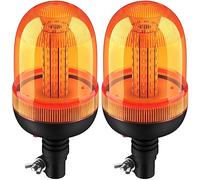 2pcs Gyrophare LED Orange, Justech12V E-mark E9 80LEDs Lumière Stroboscopique d'Avertissement d'Urgence IP56 étanche 3 Modes de Flash Strobe Beacon Light Ambre pour Camion Tracteur Caravane