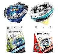 2pcs Gyros Toupie Turbo 4D Combinaison, Beybla X,Set avec Lanceur De Jeu Metal Fusion, Jouets Classiques Enfants Cadeau