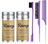 2pcs Hair Wax Stick,Smooth Edge Control Wax Wigs,Pomade Stick For Non-Greasy Styling Hair With 3 Double Edge Spinner Brush And Comb (Purple)