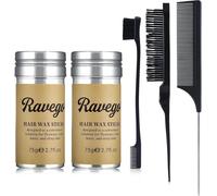 2pcs Hair Wax Stick,Smooth Edge Control Wax Wigs,Pomade Stick For Non-Greasy Styling Hair With 3 Double Edge Spinner Brush And Comb (Black)
