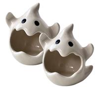 2pcs Halloween Bandlersrs en céramique Open-Bouche fantôme Ghost Lights Bandle, décor fantôme Mignon cendrier du bougeoir d'halloween, Halloween Ghost, Halloween Decorations, 4x4.7