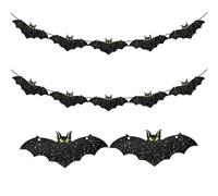 2Pcs Halloween Bat Banner Luminous, Exquisite & Funny Festival Birthday Party Banner Decorations Supplies Suitable for Halloween Birthday Party Activity