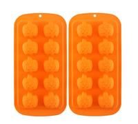 2Pcs Halloween Chocolate Candy Silicone Molds, Halloween Pumpkin Mold for Chocolate Jello Gummy Candy Ice Cubes Cake