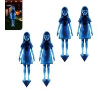 2PCS Halloween Haunted Twin Ghost Ground Stakes, 16 Inch Horror Twin Girls Garden Iron Waterproof Scary Lawn, Zombie Yard Stake Signs for Outdoor Trick-or-Treating Party Supplies Graves(2set)
