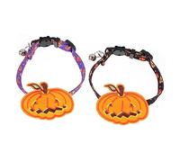 2pcs Halloween Pet Colliers pour Chats et Chiens Colliers de Citrouille Durable avec Cloche Accessoires de Costumes légers pour la fête de fête