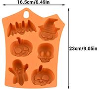 2Pcs Halloween Silicone Baking Molds with Pumpkin Skeleton Head Bat Ghost Shape Cake Mold Cupcake Chocolate Mold Halloween DIY Baking Tools