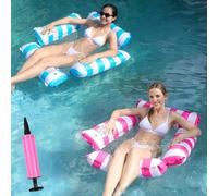 2pcs Hamac pour Piscine,Hamac Gonflable pour Piscine,4 in 1 Matelas Filet Piscine Gonflable,Matelas Piscine Semi immergé,Fauteuil Gonflable Piscine,Hamac Gonflable pour Adultes et Enfants