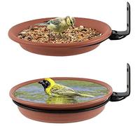 2PCS Hanging Bird Bath, Bird Feeding Station Plastic Bird Bath,Wall Mounted Outdoor Large Bird Feeder with Wall Mount,for Attracting Wild Birds Garden Decoration Set