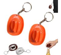 2PCS Hat Bottle Opener Keychain, Portable Western Texas Style Metal Beer Openers - Rustic Western Bottle Opener Keychain, Suitable Decoration for Men and Beer Lovers (2*Orange)
