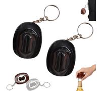 2PCS Hat Bottle Opener Keychain, Portable Western Texas Style Metal Beer Openers - Rustic Western Bottle Opener Keychain, Suitable Decoration for Men and Beer Lovers (2*Black)