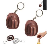 2PCS Hat Bottle Opener Keychain, Portable Western Texas Style Metal Beer Openers - Rustic Western Bottle Opener Keychain, Suitable Decoration for Men and Beer Lovers (2*Milk Coffee)