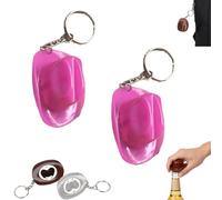 2PCS Hat Bottle Opener Keychain, Portable Western Texas Style Metal Beer Openers - Rustic Western Bottle Opener Keychain, Suitable Decoration for Men and Beer Lovers (2*Semi-transparent Pink)
