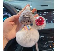 2pcs Hdsp Doux Mignon Poupée Porte-Clés Bonnet De Laine En Peluche Sac Pendentif Voiture Porte-Clés