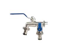 2pcs Head Water Faucet Garden Irrigation Watering Valve Switch Washing Machine Accessory Thread Alloy Sink Tap Pour Jardin(Blue)