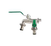 2pcs Head Water Faucet Garden Irrigation Watering Valve Switch Washing Machine Accessory Thread Alloy Sink Tap Pour Jardin(Brown)
