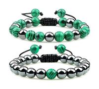 2pcs Hématite Tiger Eye Beads Bracelets fait à la main Alivable Men de santé Santé Énergie Stones Couple Distance Bracles