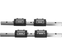 2Pcs HG15-300mm Cast Iron Linear Guide Rail with 4Pcs HGH15 Linear Bearing Slide Block Black