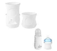 2pcs Housse Biberon Manchon, Couvre-Biberon Silicone Bébé Design de Renfort Inférieur Super Élastique Adapté aux Biberons en Verre Naturel Compatibles avec Philips AVENT(Blanc)