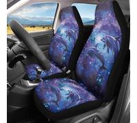 2Pcs Housse De Siège Voiture Universel Imprimé Dauphin Galaxie Housse De Sieges Auto Confort Anti-Dérapant Couverture De Selle Avant, pour Camions, Voitures, Berlines