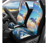2Pcs Housse De Siège Voiture Universel Imprimé Dauphin, Imprimé Arc-en-Ciel Housses De Sièges Voiture Respirantes Lavable Couverture De Selle Avant, pour Camionnettes, SUV, Camions