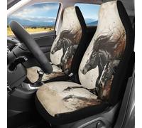 2Pcs Housse De Siège Voiture Universel Imprimé De Cheval Au Galop Couvre Siege Auto Avant Classique Anti-Huile Couverture De Selle Avant, pour Voitures, Camions, SUV