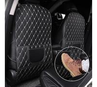 2Pcs Housse Tapis de Protection Dossier de SièGe en Cuir pour Mercedes Benz GLC AMG ML AMG A Class B Class CLA,Protections de Sièges Arrière Voiture Enfants en Cuir Anti-Sale,A/BLACKBEIGE
