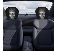 2pcs Housses D'appui-tête Amusantes En Polyester, Housses De Protection Élastiques Pour Siège De Voiture, Décoration Intérieure De Véhicule, Cadeaux un-iques Pour Appuie-tête D'horreur