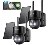 2pcs ieGeek 360° 2K Camera Surveillance WiFi Extérieure sans Fil, Camera Exterieur Solaire, Vision Nocturne Couleur, PIR Détection