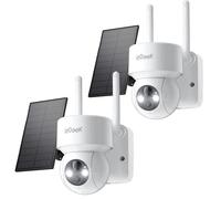2pcs ieGeek 360° 2K Camera Surveillance WiFi Extérieure sans Fil, Camera Exterieur Solaire, Vision Nocturne Couleur, PIR Détection