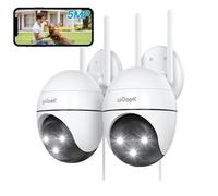 2PCS ieGeek 5MP 360° Camera Surveillance WiFi Extérieure, PTZ Caméra avec 24/7 Enregistrement, Vision Nocturne Couleur,PIR
