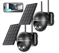 2pcs ieGeek 5MP Camera Surveillance WiFi Exterieure sans Fil Solaire, 15m Vision Nocturne Couleur, Detection PIR & Sirène Alarme