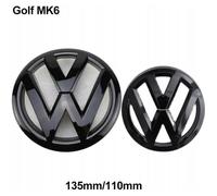 2pcs Insigne logo emblème avant 135mm + arrière 110mm Noir brillant pour Volkswagen VW golf 6 VI MK6