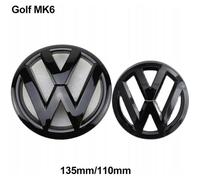 2pcs Insigne logo emblème avant 135mm + arrière 110mm Noir brillant pour Volkswagen VW golf 6 VI MK6